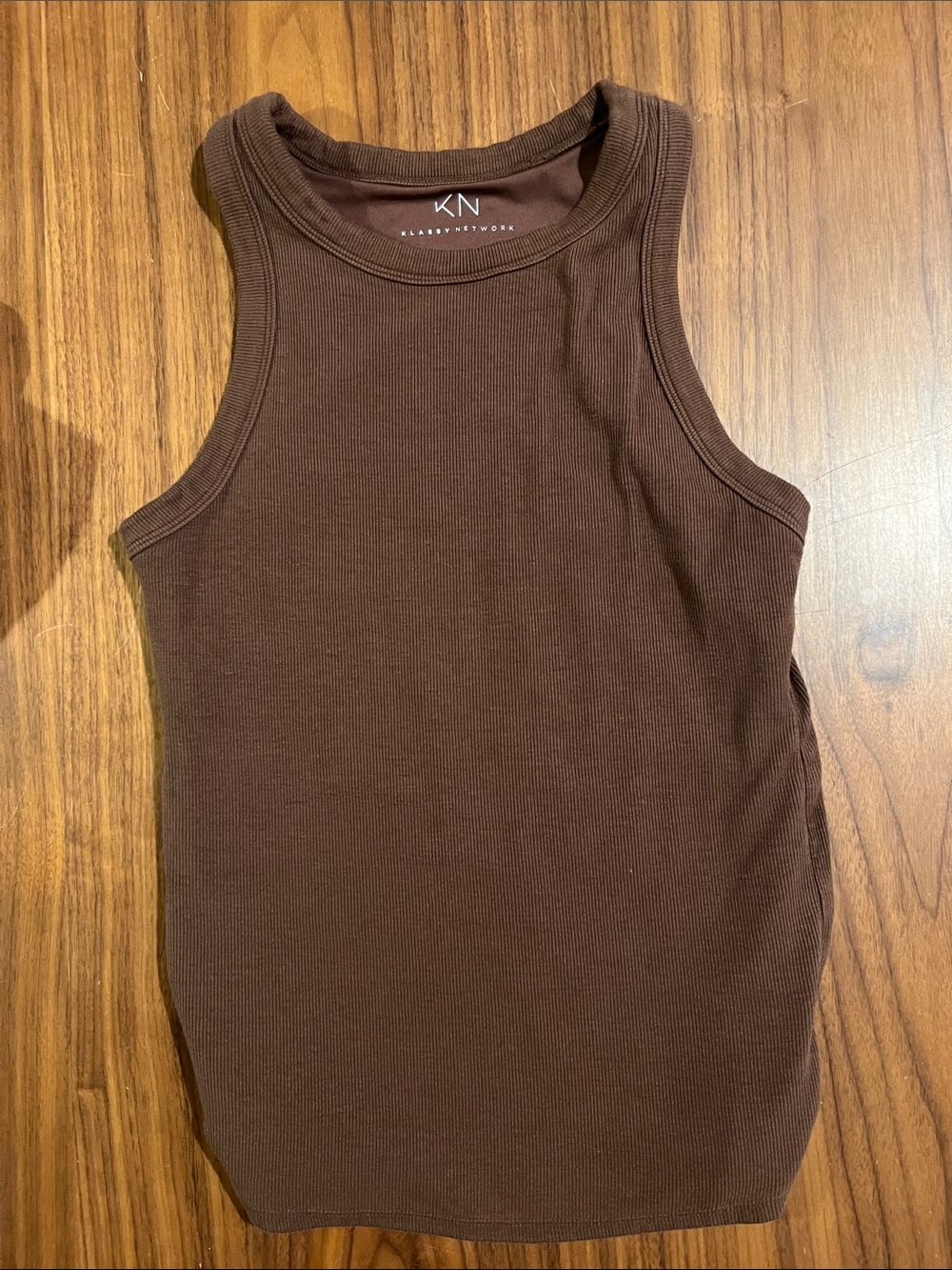 Klassy Network Brown Ribbed Tank Top